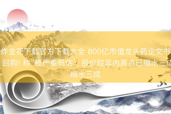 炸金花下载官方下载大全 800亿市值龙头药企文书: 回购! 称“被严重低估”， 股价较年内高点已缩水三成