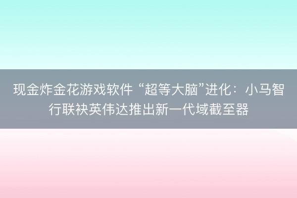 现金炸金花游戏软件 “超等大脑”进化：小马智行联袂英伟达推出新一代域截至器